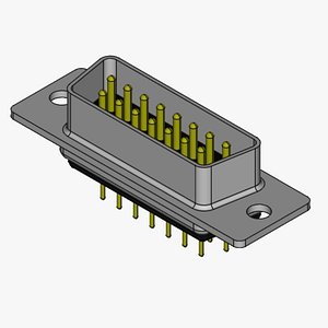 3D DB15 male connector through hole
