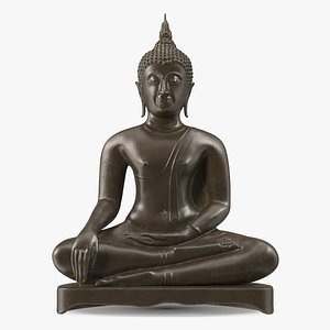 3D model Antique Bronze Thai Buddha Statue