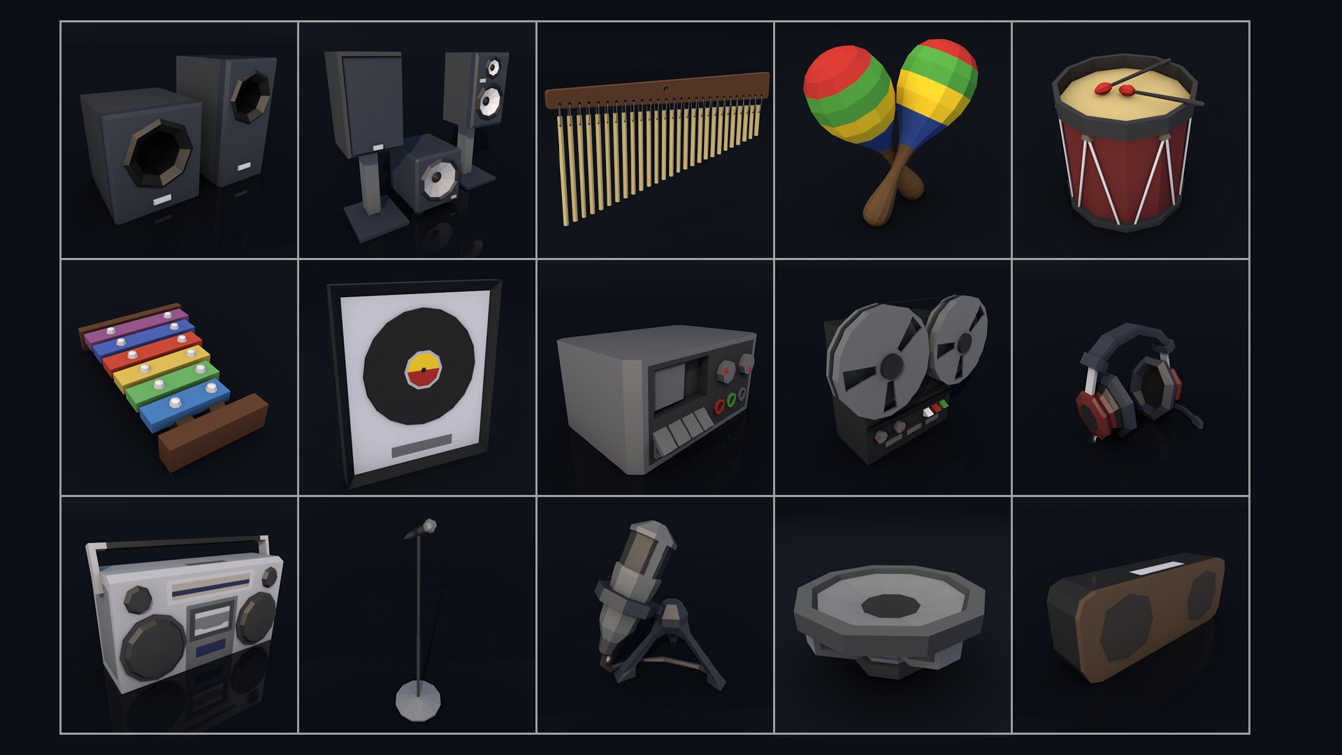 Poly Musical Insturment Props Pack Collection 3D Model - TurboSquid 2201562