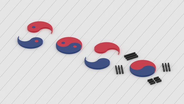 3D Taegeuk Korea Flag Logo Symbol model