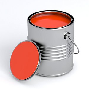 Metal Paint Bucket Red 3D