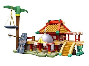 Game-Ready Stylized Pagoda Shop model