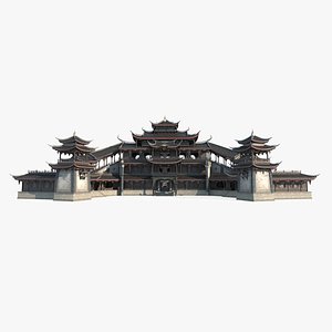 3D Asian ancient architecture super large luxury palace