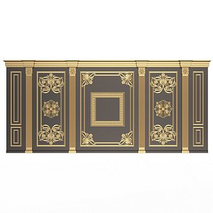 3D Boiserie Classic Wall with Mouldings 016 Black