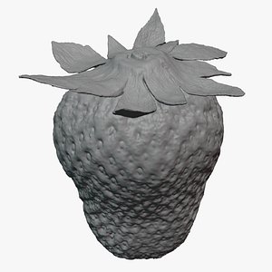 3D Strawberry With Stem 02 - For 3D Print