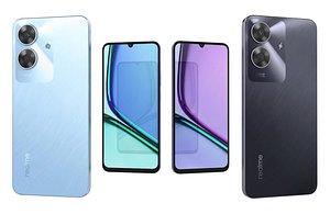 3D Realme Narzo N61 Marble Black And Voyage Blue Low Poly model