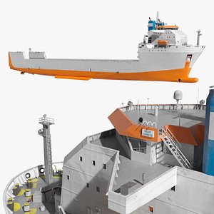 3D Maritime Yacht Transport Vessel Orange model