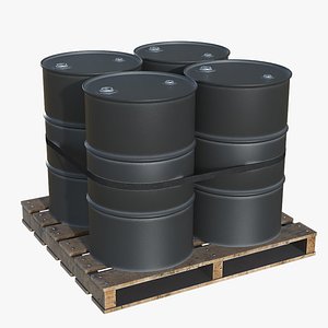 Oil Drums In Wooden Pallet