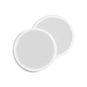 White Round Embroidered Patch Stack - lying embroidery circle badge pair
