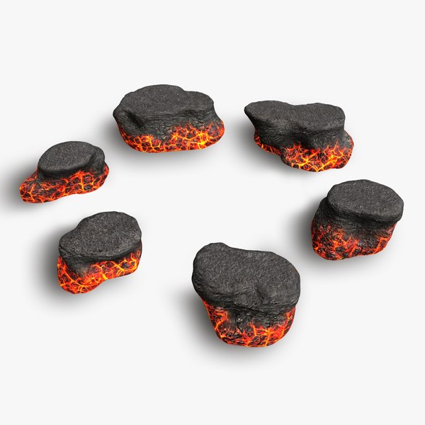 3D Short Flat Rocks - Lava model