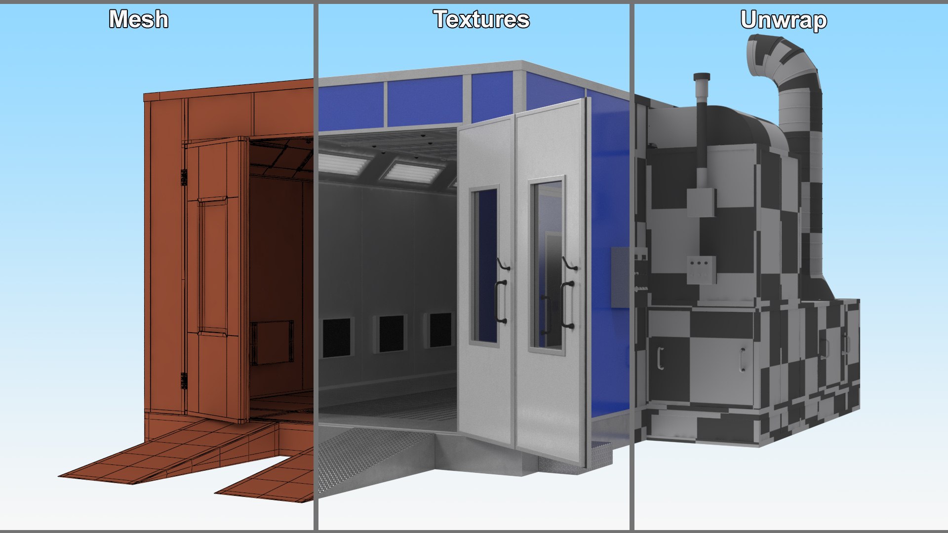 Car Painting Room Blue Color 3D Model - TurboSquid 2201973