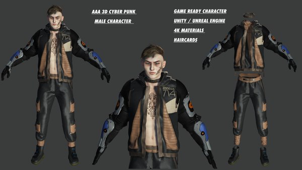 3D Cyber Punk Male Character 04 model