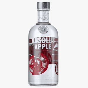 3D absolut apple vodka bottle
