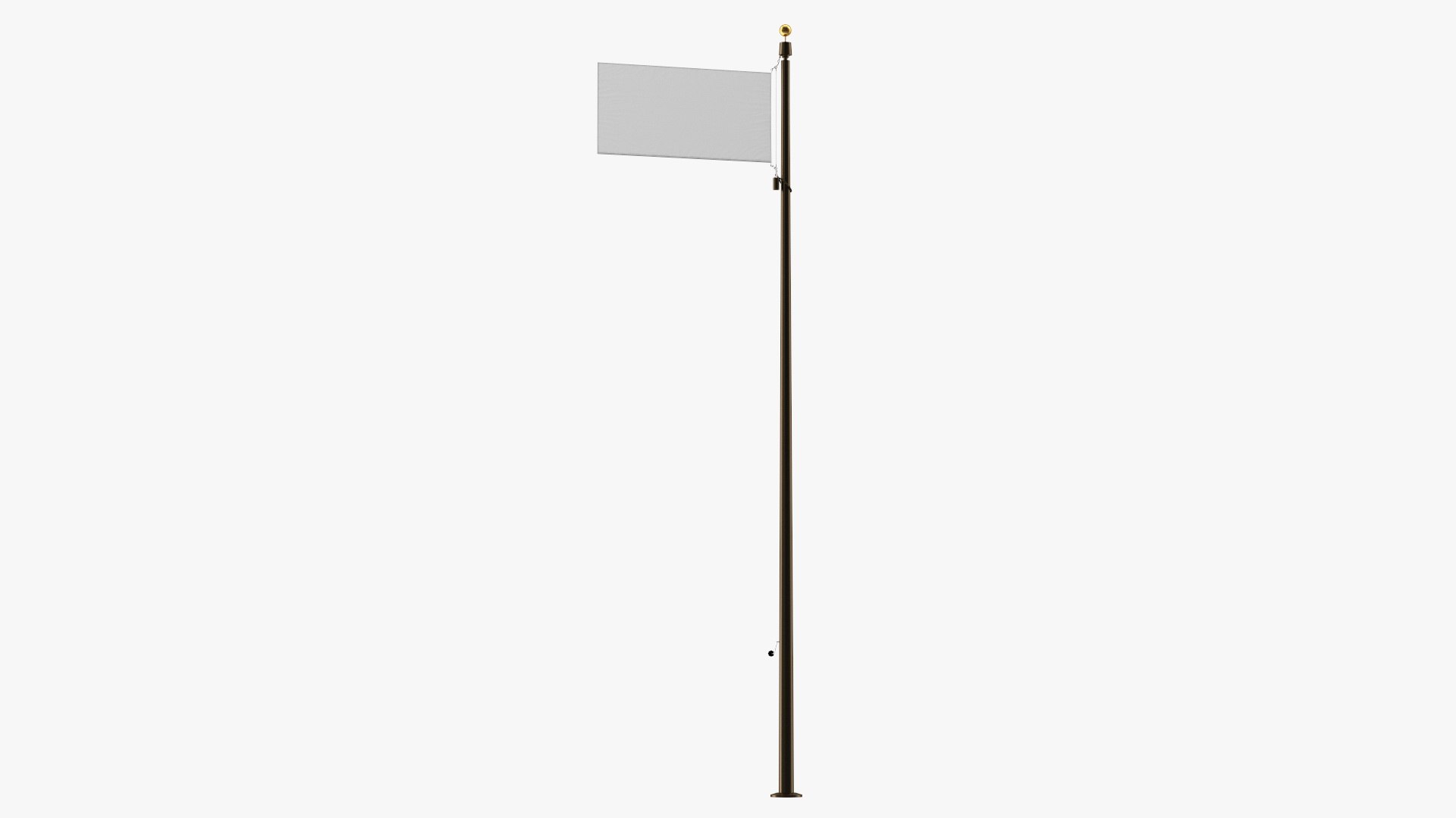 Flagpole Dark Bronze with White Flag 3D model preview