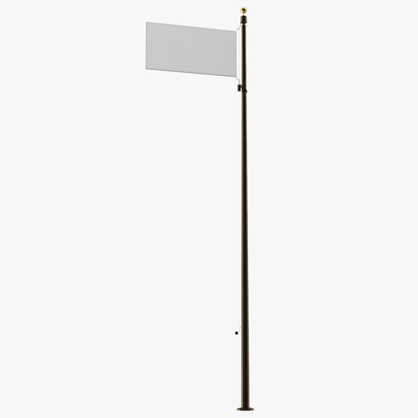 3D Flagpole Dark Bronze with White Flag model - TurboSquid 1902511