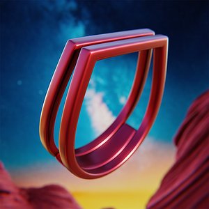 Modern Geometric TwinFrame Blade Ring 96 3D model