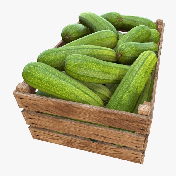 Zucchini in Wooden Crate 3D model 3D model