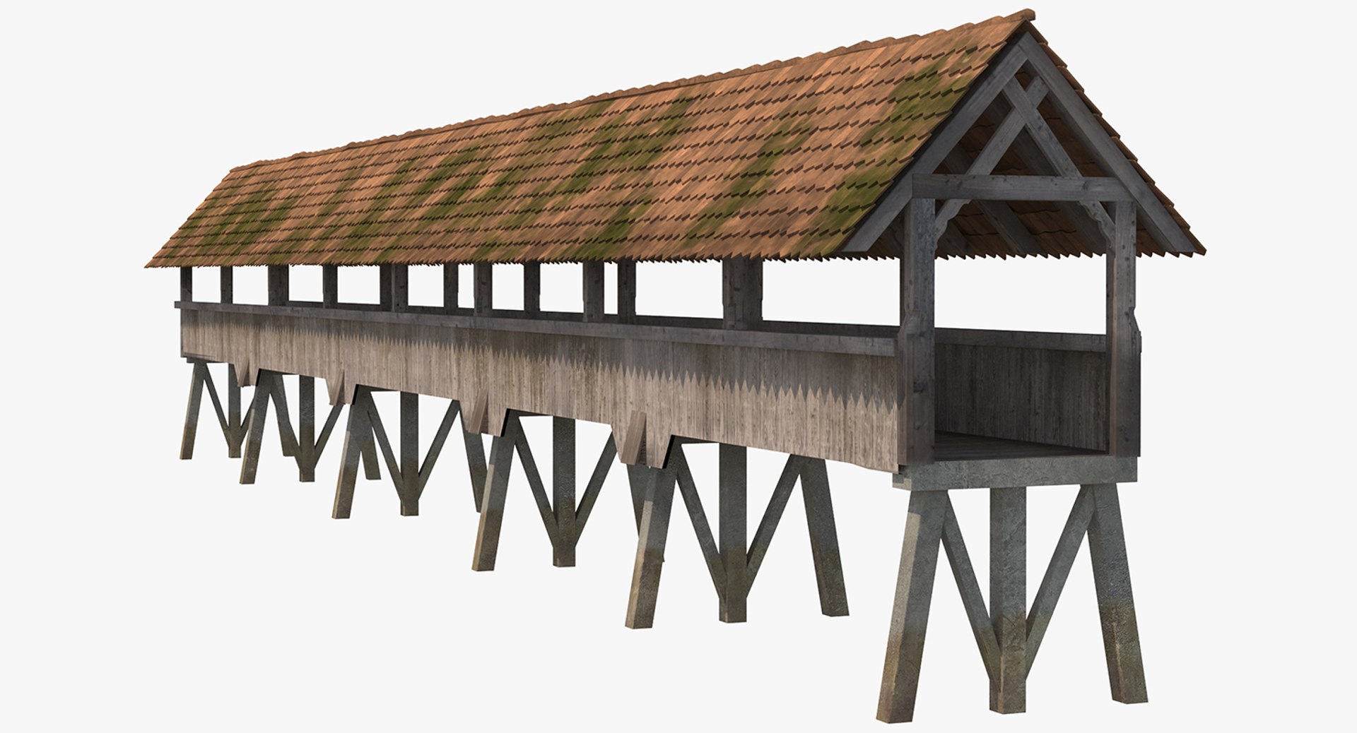 Wooden Footbridge 3D model preview