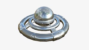 Alien Spaceship UFO F02 Aluminum - Sci Fi Spacecraft Design 3D model