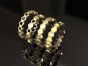 hexagon stackable ring set 3D model