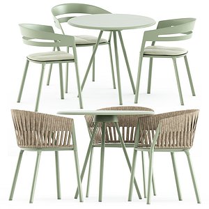 Zebra Round table and Ria Dining armchair 3D