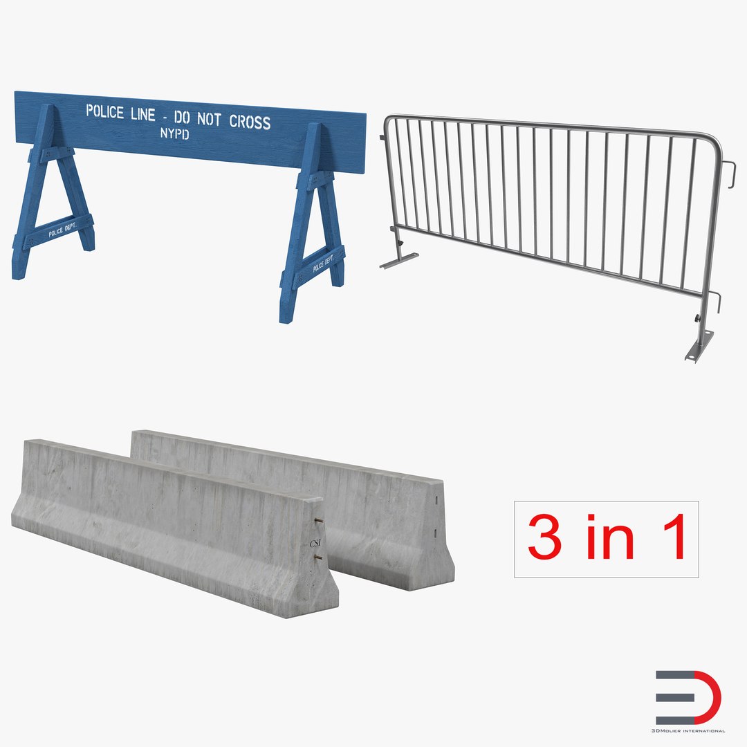 Road Barriers Collection 3D model preview