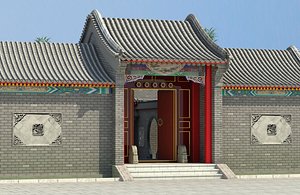 3D chinese courtyard house
