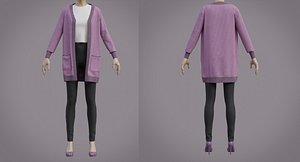 Knit Cardigan winter outfit - sweater croptop and pants