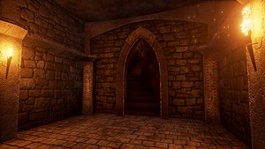 3D model pbr modular dungeon