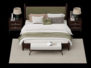 3D model Modern Bedroom Bed Furniture Set