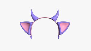 Furry Ears Tiara J08 Purple - Headband Character Design model