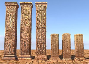 3D Egyptian Pillars Pack model