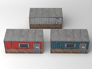 ArchitectureVRayIndustrial Site Prefab Metal Hut Building 3D Assets