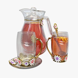 3D model Handmade tea set with carafe