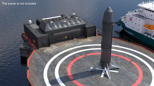 3D модель Автономный ракетный десантный корабль и орбитальная ракета ...