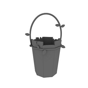 3D wooden bucket model