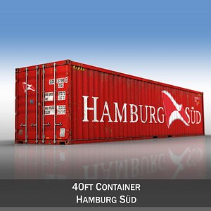 40ft shipping container hamburg 3d model