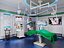 Modello 3D di una scena di intervento chirurgico in sala operatoria di un ospedale.
