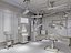 Modello 3D di una scena di intervento chirurgico in sala operatoria di un ospedale.