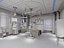 Modello 3D di una scena di intervento chirurgico in sala operatoria di un ospedale.