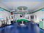 Modello 3D di una scena di intervento chirurgico in sala operatoria di un ospedale.