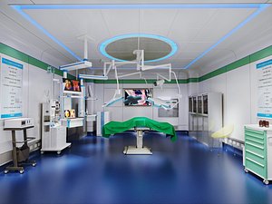 Hospital Operating Room Surgery Scene 3D Model
