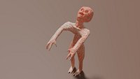 A zombie with its head hanging backwards