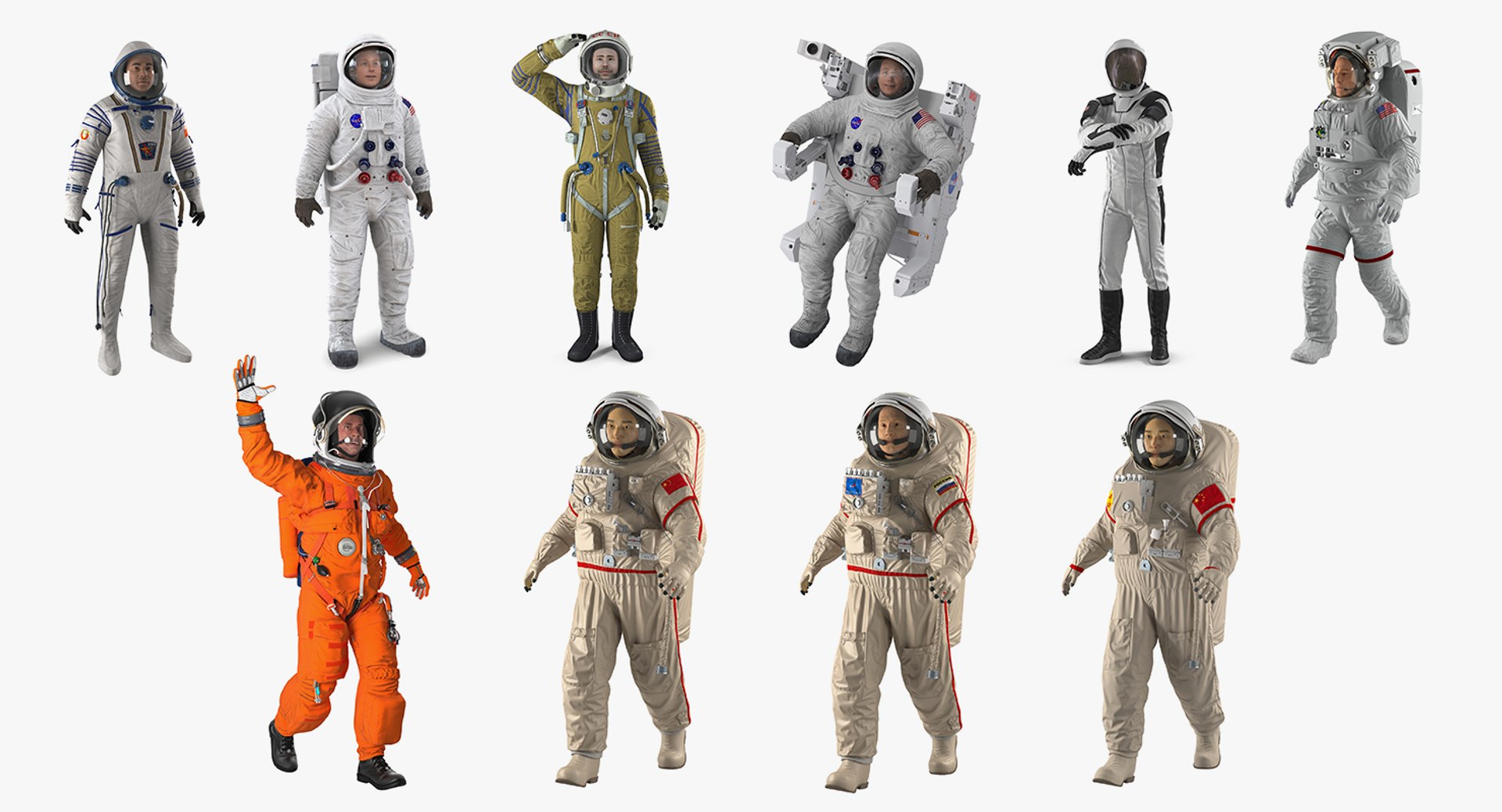 Rigged Astronauts Collection 5 for Cinema 4D 3D model preview