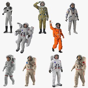 rigged astronauts 5 3D model