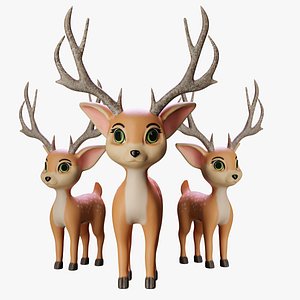 Cute Cartoon Deer Rigged