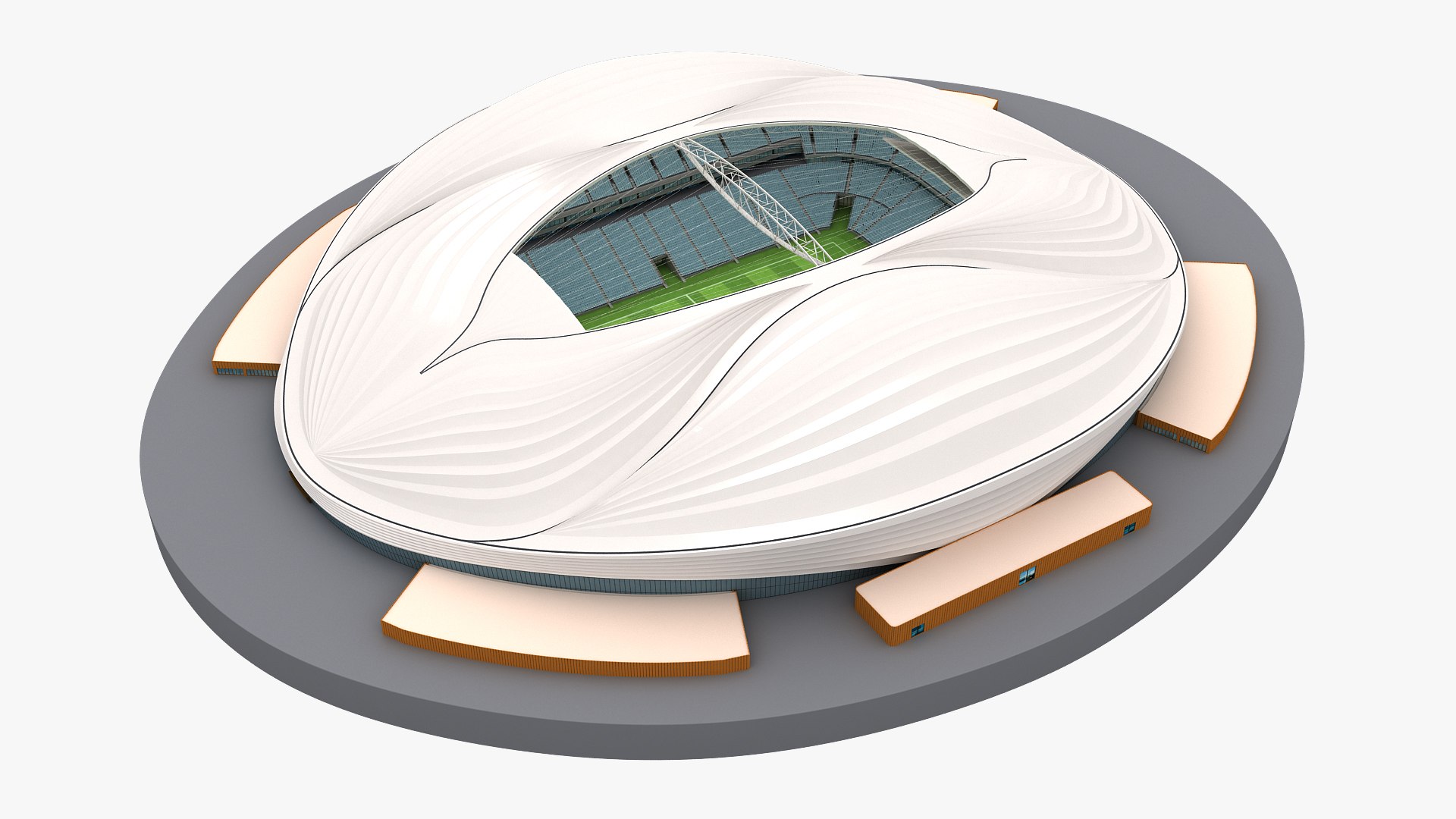 Copa do mundo 2022, edifícios vetoriais 3d do estádio al janoub