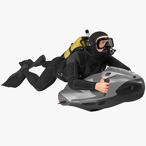 Diver with Seabob F5SR Personal Watercraft Rigged for Modo model