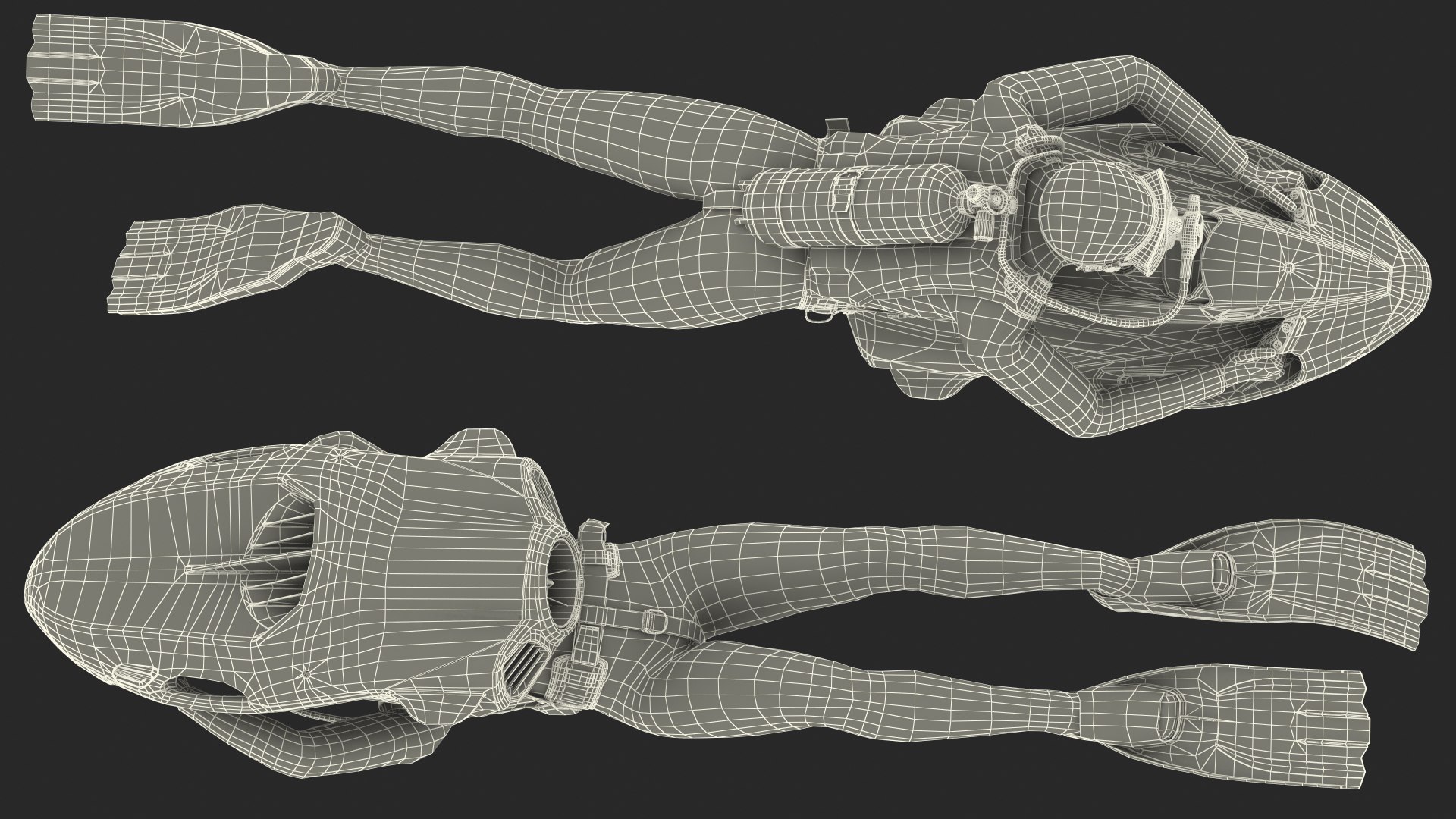 Diver With Seabob F5SR Personal Watercraft Rigged For Modo Model ...