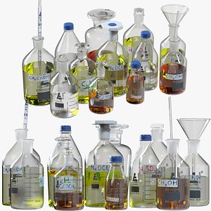 Lab Reagent Bottles 12 in 1 3D model